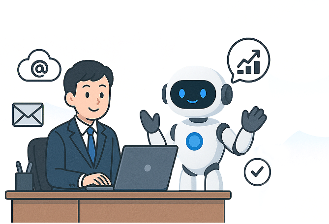 AIとビジネスマンのイラスト